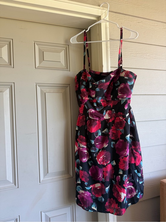 torrid Dresses & Skirts - torrid Black Floral Midi Dress with Pink & Purple Blooms